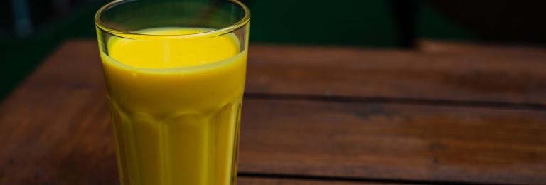 Mango lassi in a glass